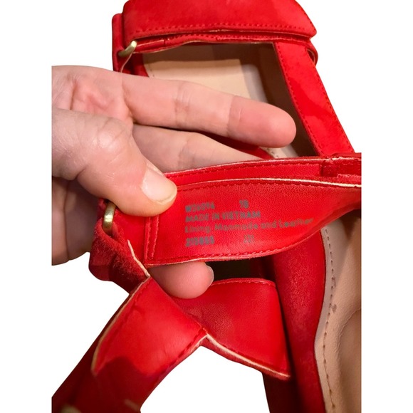Cole Haan Grand Ambition Red Suede Wedge Sandals W22374 Size 7 - Picture 3 of 16